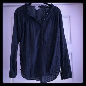 J.Crew Point Sur Black Popover Long-sleeve Top